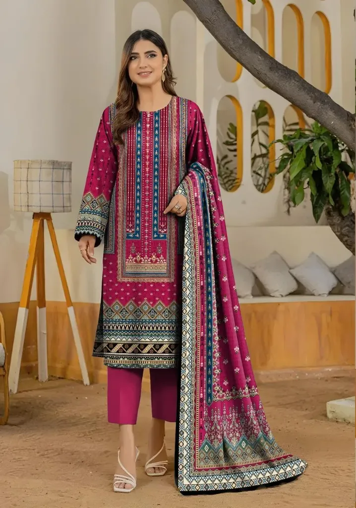 3 Pcs Women's Unstitched Printed Suit